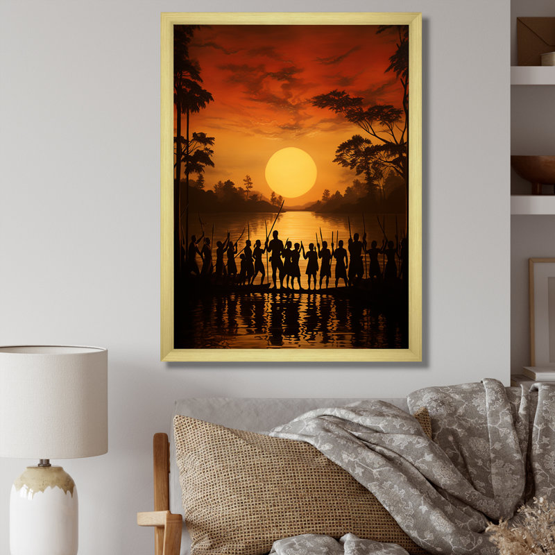 Tribu africaine Fulani Journey II, Cadre doré simple, H 40 po x l 30 po x P 1,5 po