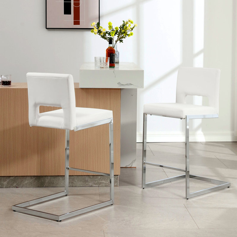 Hytham Upholstered Counter Stool, White