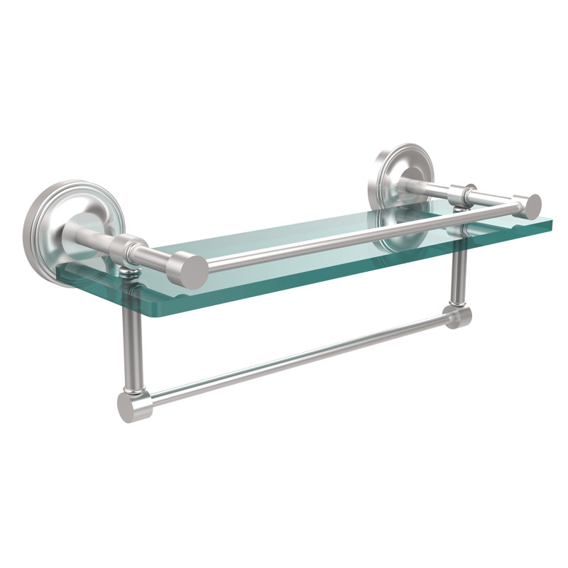 Adria Bracket Shelf with Towel Bar, Satin Chrome