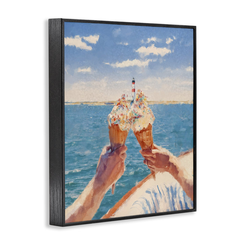 «Ice Cream Cheers on Boat», estampe numérique, design par Ziwei Li, H 14 po x l 11 po, Giclée encadrée noir minuit