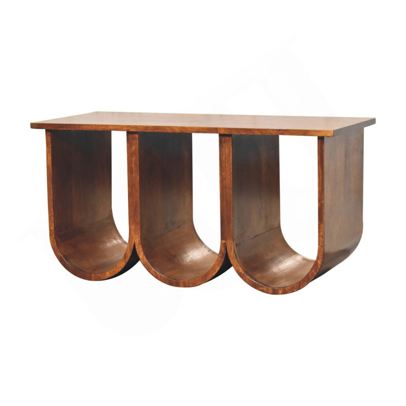 Table basse en bois à triple ouverture, châtaignier, brun foncé