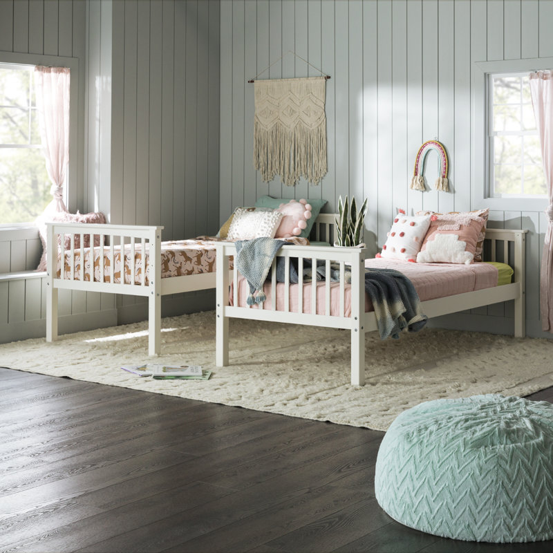 Brinna Kids Twin Over Twin Bunk Bed, Off White