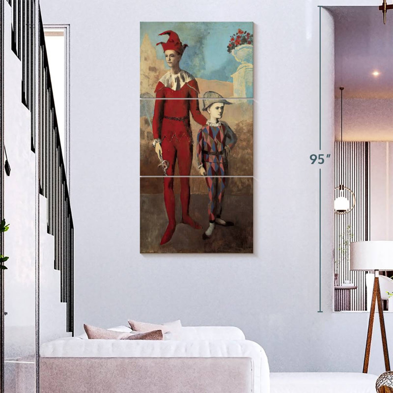Acrobate et jeune arlequin, H 75 po x l 36 po