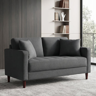Causeuse rembourrée de style moderne l 52 po avec 2 coussins décoratifs Mid-Century