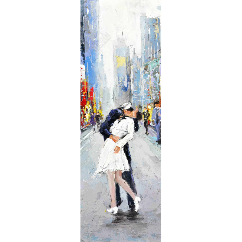Baiser de Times Square - décor de toile de paysage de rue romantique