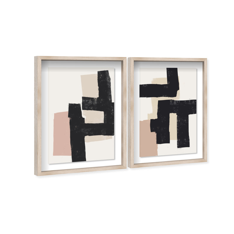 Nowhere Set Set by Oliver Gal, 31.5"H x 46.5"W, Natural Oak Shadowbox