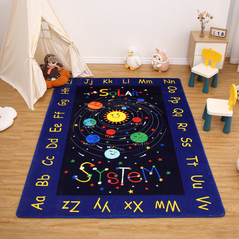 Tapis bleu Star Star pour chambre d'enfant, Rectangulaire 8 pi x 10 pi