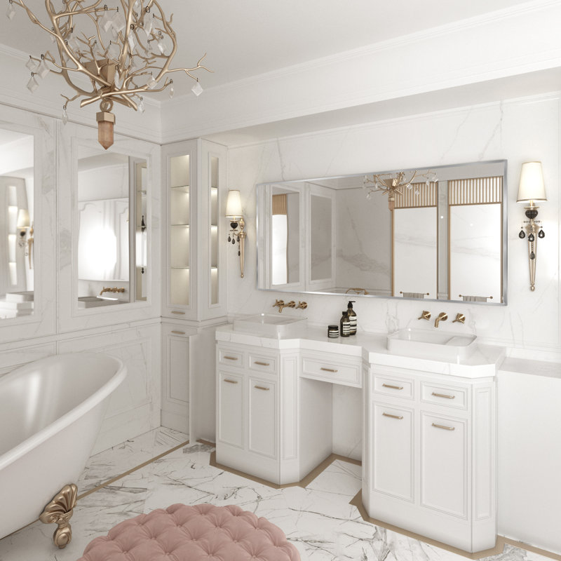 Sartori Aluminum Framed Rectangular Vanity Wall Mounted Mirror, Brushed Nickel, 30" x 55"