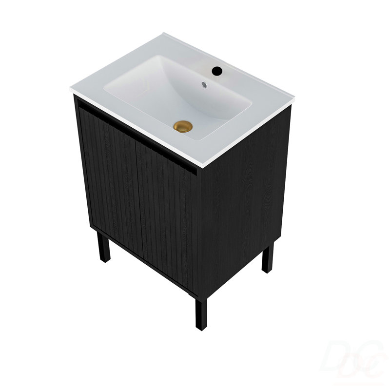Meuble-lavabo 24 po sans lavabo, Noir mat, 23"