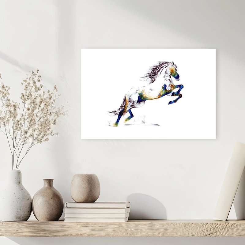 «Vibrant Eleving Horse», impression d'art abstrait coloré cheval vibrant, H 12 po x l 18 po