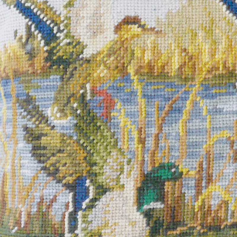 Ducks In Flight Needlepoint Throw Pillow