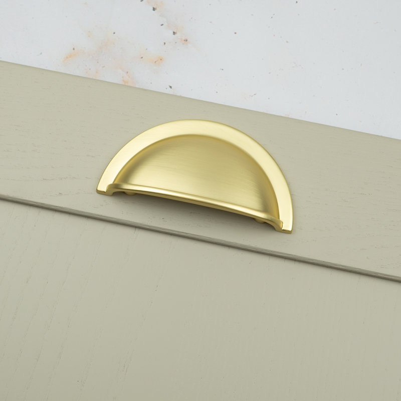 Brushed Brass Handles & Coordinating Knobs, 64mm Cup
