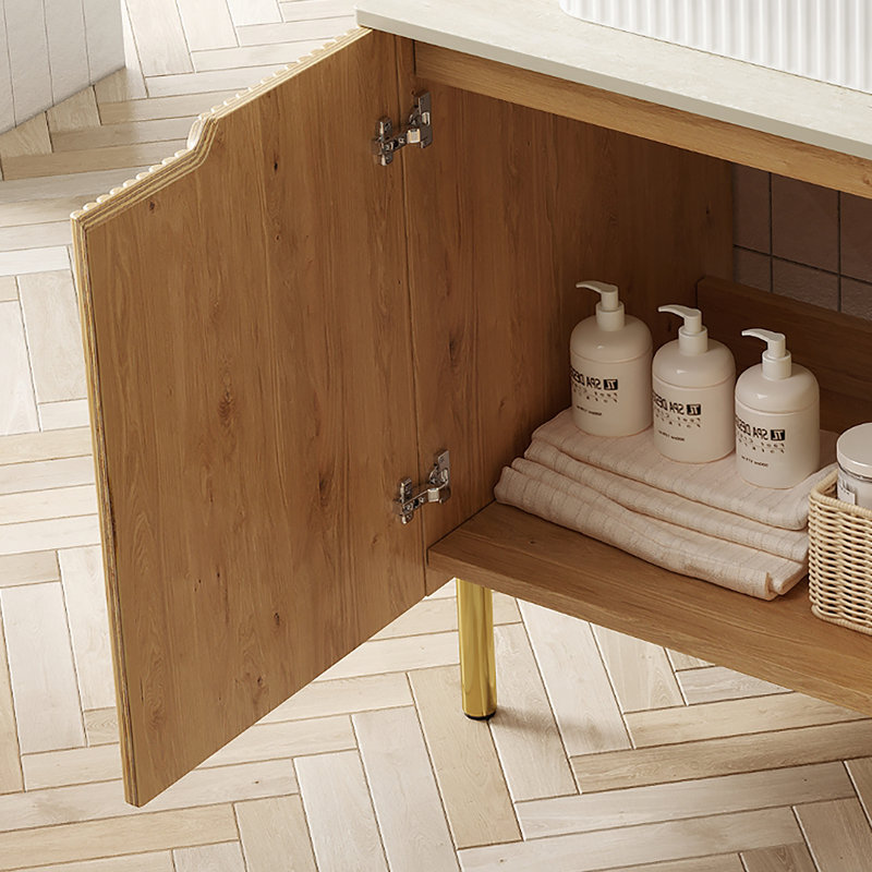 Armoire autoportante 30 po sans lavabo, avec comptoir blanc Carrara et 2 portes, grain de bois