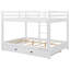 Grand lit superposé en bois grand avec échelle et lit gigogne simple TG, structure en pin massif compact, blanc