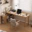 Blanc + bureau en L en bois massif Burlywood + fer-2069095221