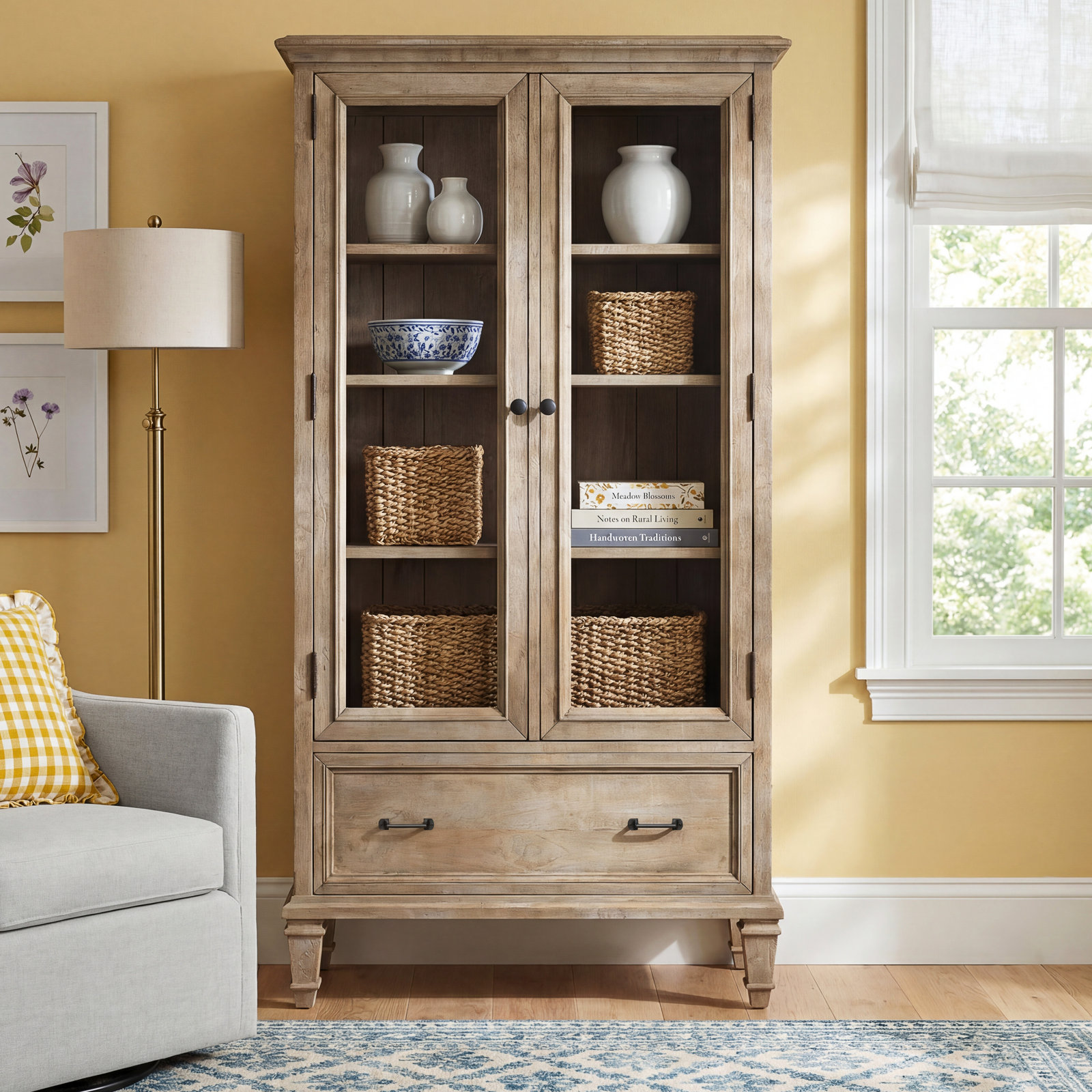 Kerey 40" Pine Bookcase, Dove Tail Gray