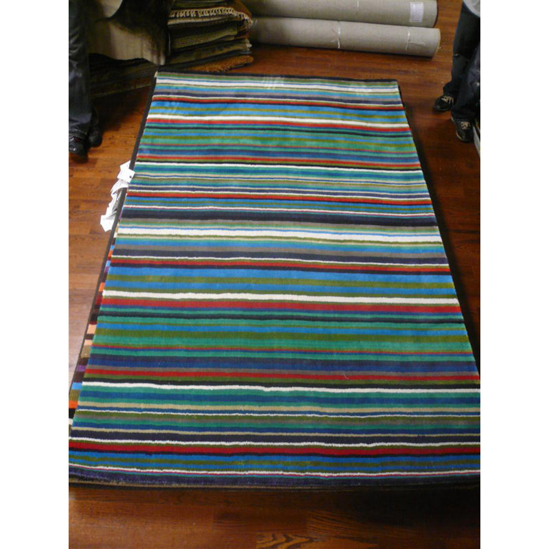 Rodeo Drive Drive Hand Tufted Wool Pile Striped Rug, Rectangle 6' x 9'