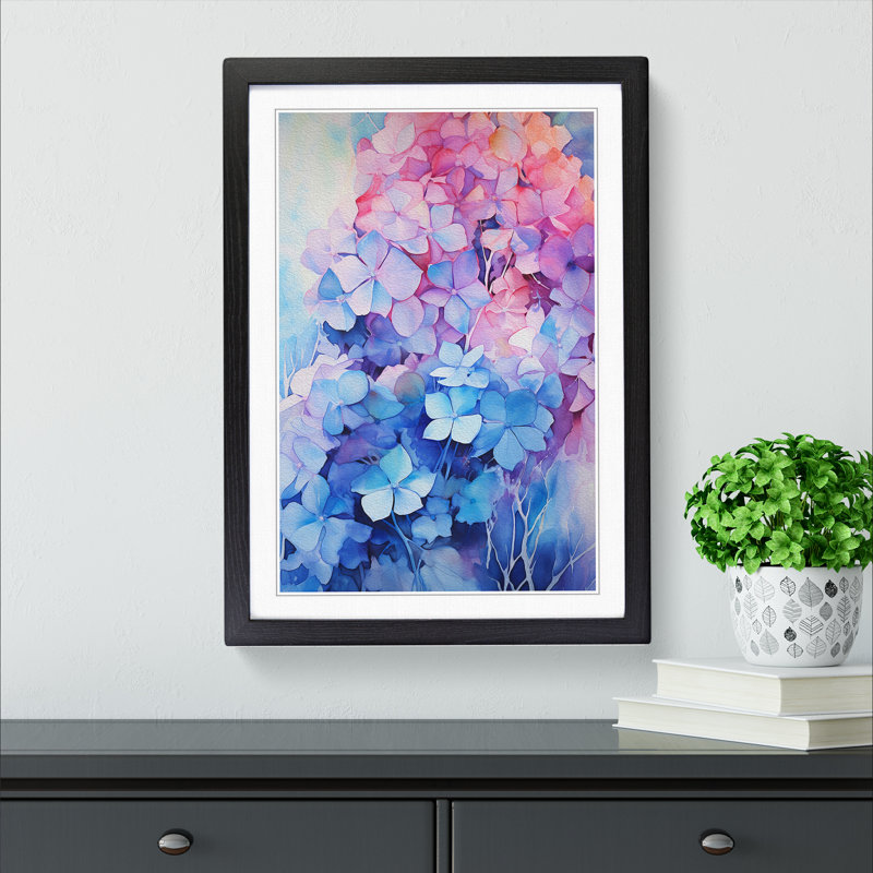 Hydrangea Abstract - Framed Print, 64cm H x 46cm W x 2cm D, Black