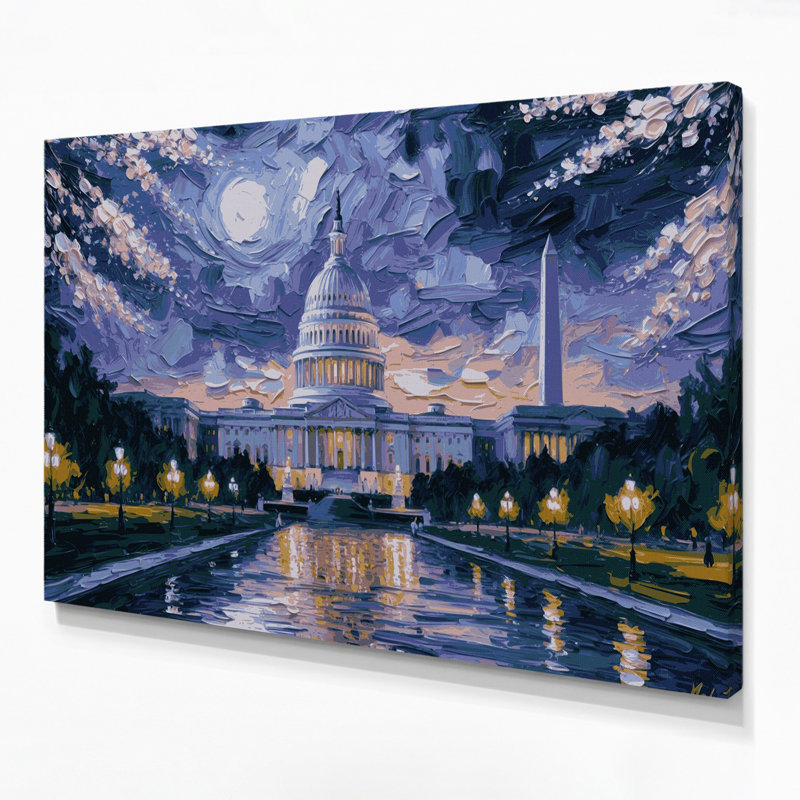 Art mural sur toile avec cités, "Washington", H 20 po x l 24 po