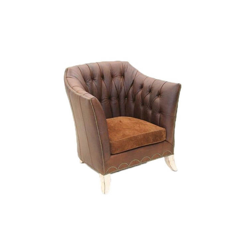 Leather Barrel Chair, Old Silver, Brushy Bayou, Hair Hide Black/White