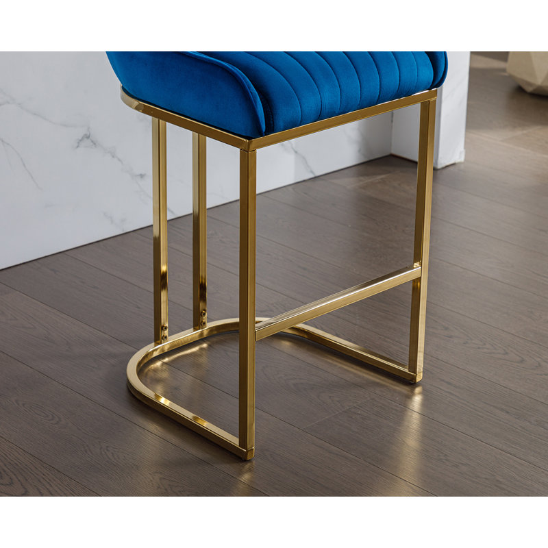 Tabouret de comptoir 26,25 po, Bleu marine, Or