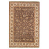 Tapis de bois one-of-kind à la main noué la 2010 ushak brun 6 pi x 9 pi Brada