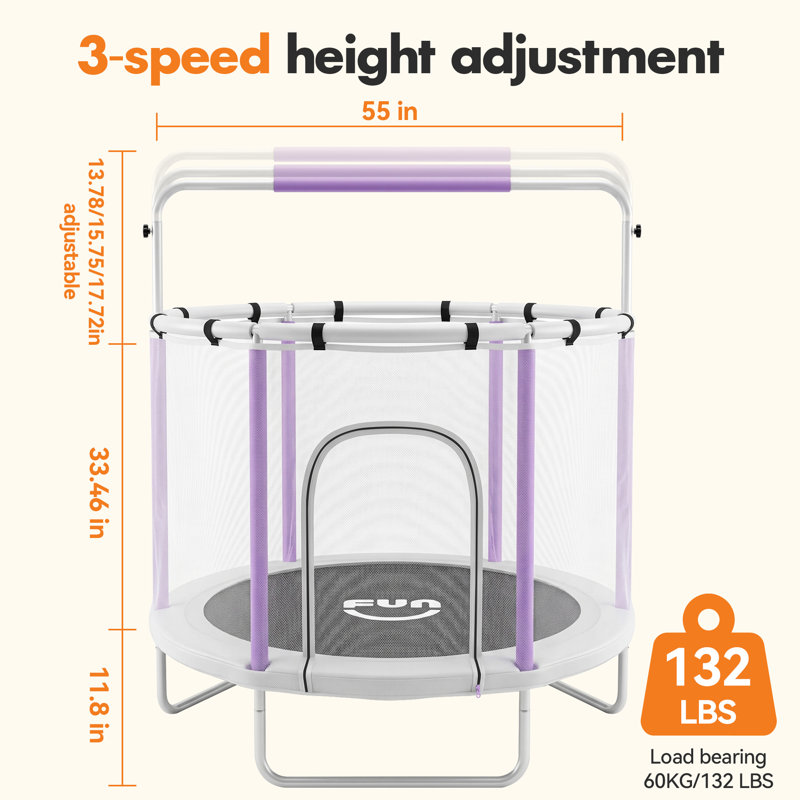 Mini ensemble de trampoline Funseek, trampoline de divertissement tout-en-un, portant 132 lb, bleu et rouge, Mauve et blanc