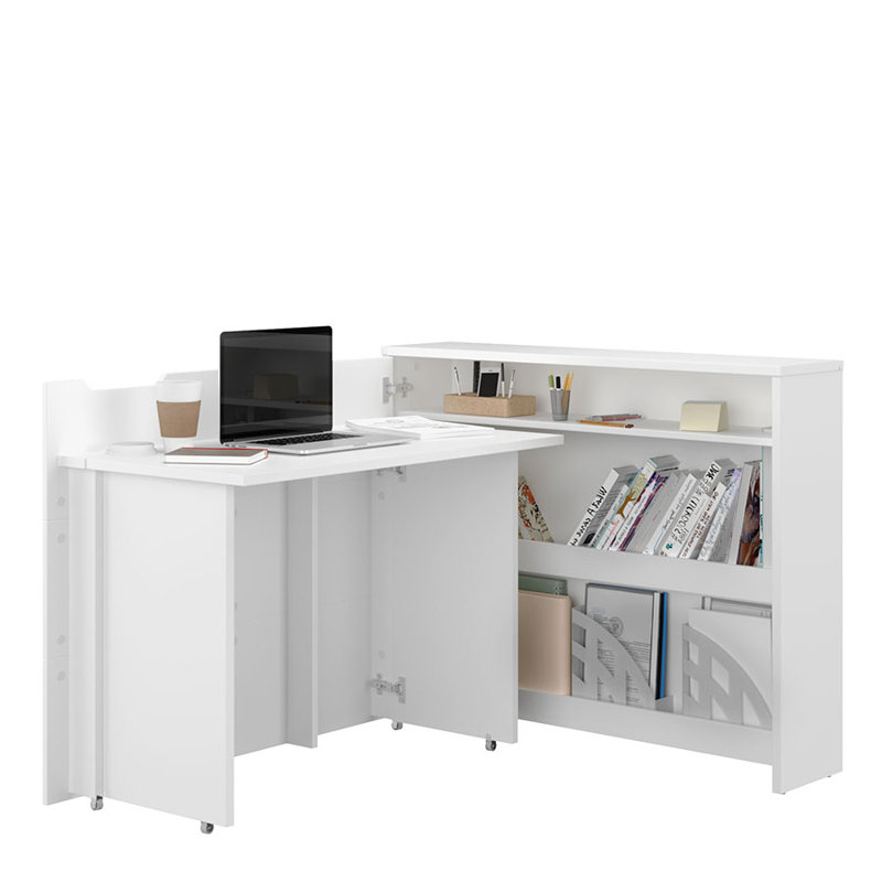 Efosa L-Shaped Executive Desk, White Matt, Right