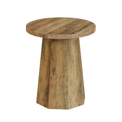 Rustic Farmhouse Round Side Table for Living Room and Bedroom