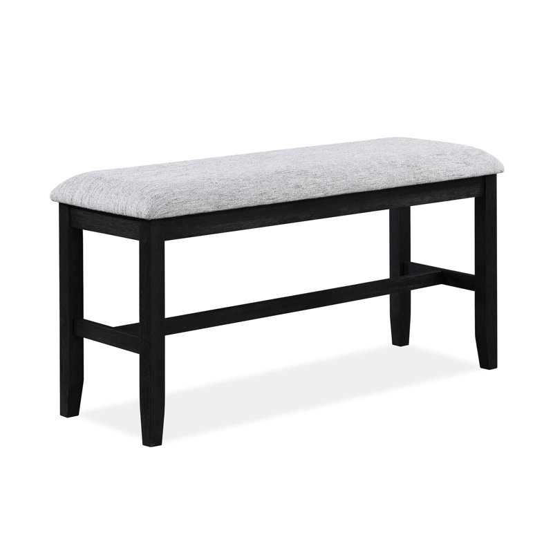 Banc rembourré noir / gris à hauteur de comptoir - Style transitionnel en bois massif gris