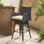 Modern Outdoor Wicker Swivel Barstool with Tapered Legs