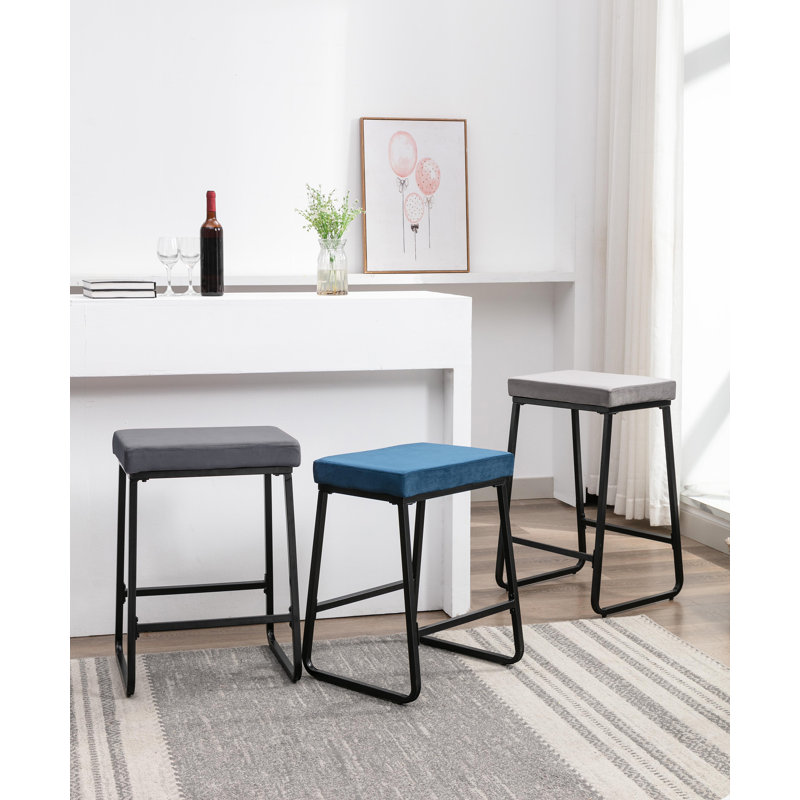 Tabourets Velmon, Gris foncé, Tabouret de comptoir (assise à une hauteur de 26 