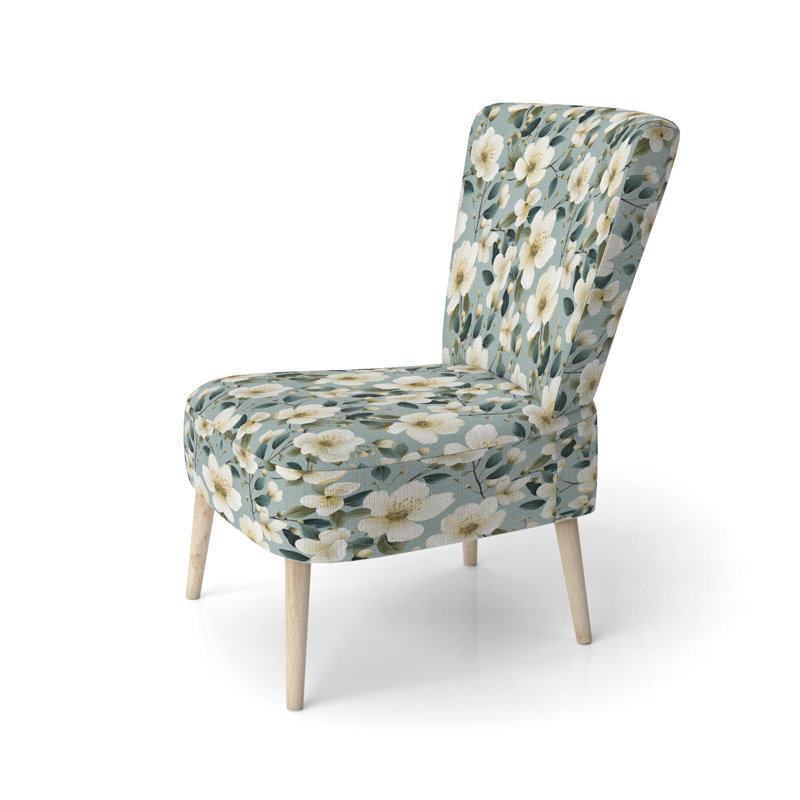 Chaise d'appoint rembourrée Watercolor Whimsy White Serenaded Gardens