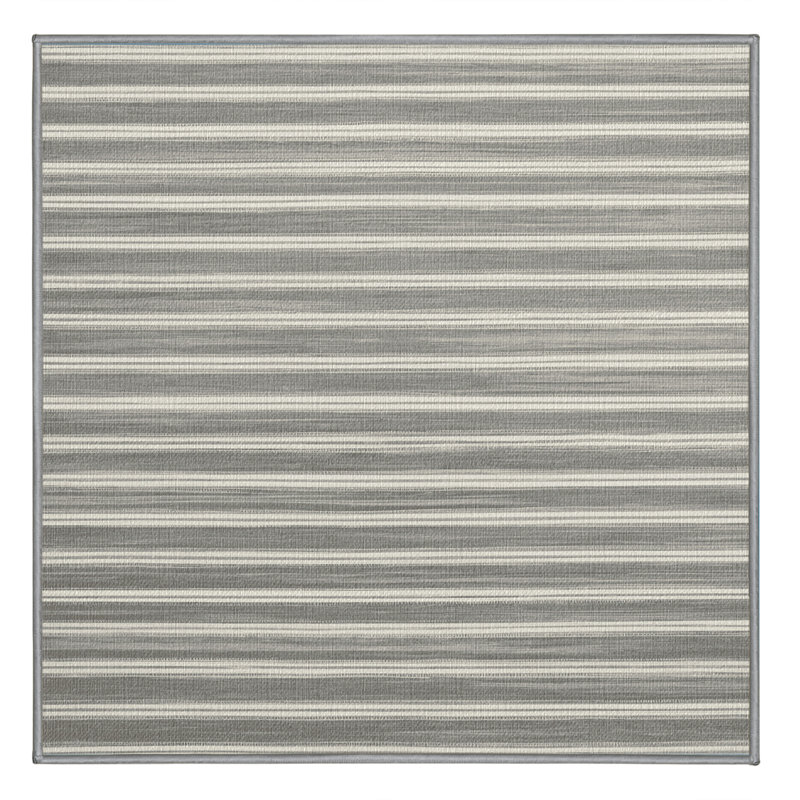 Washable Cloud Gray White Striped Area Rug, Rectangle 8' x 10'