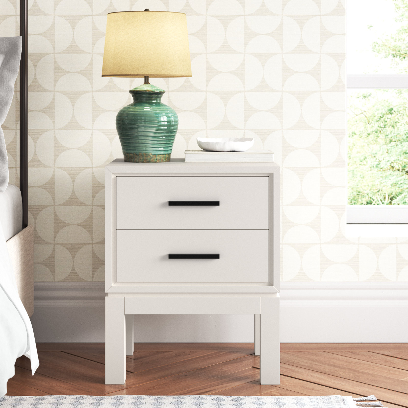 Wrightia 2 - Drawer 20" Nightstand, Chalk White