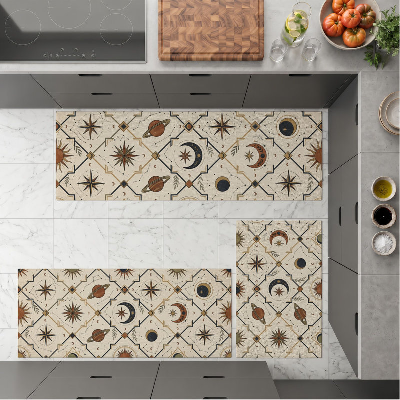 Nautical Map Non-Slip Washable Kitchen Mats