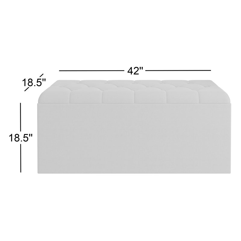 Banc de rangement rembourré Hamman, Noir, H 18,5 po x l 42 po x P 18,5 po
