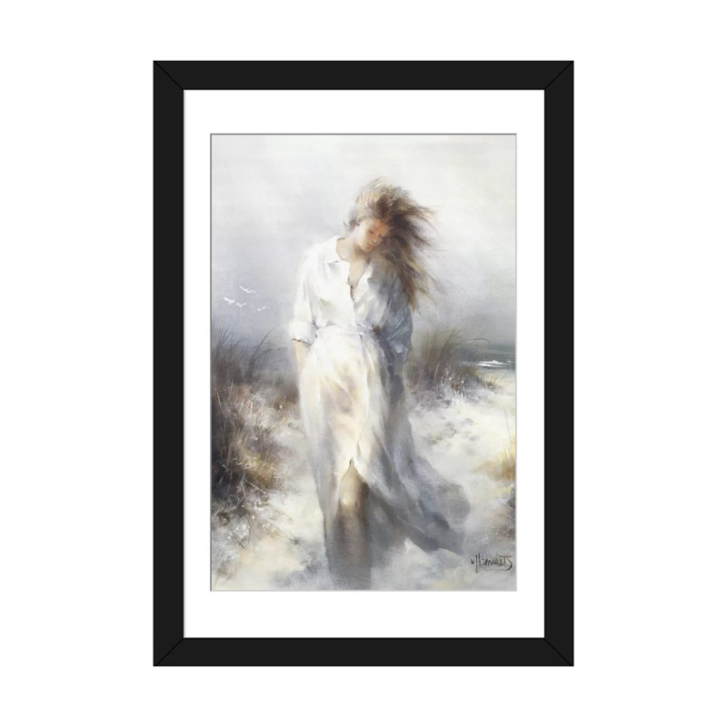 « rêvey », impression sur toile, H 24 po x l 16 po x P 1 po, Papier d'art encadré noir, Blanc