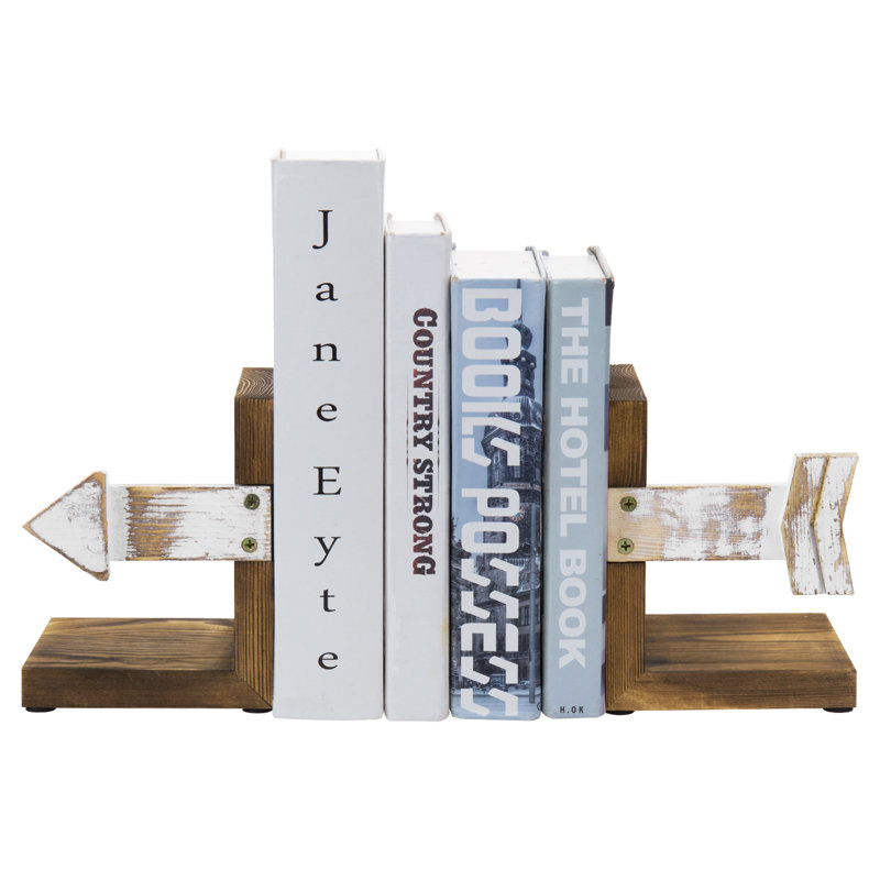 Serre-livres décoratifs en bois massif à flèche blanchie