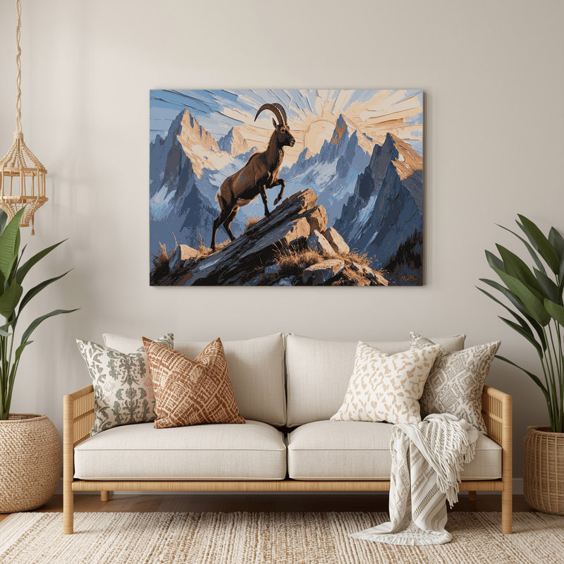 Faune, bouquetin gris, art mural en métal, H 16 po x l 20 po