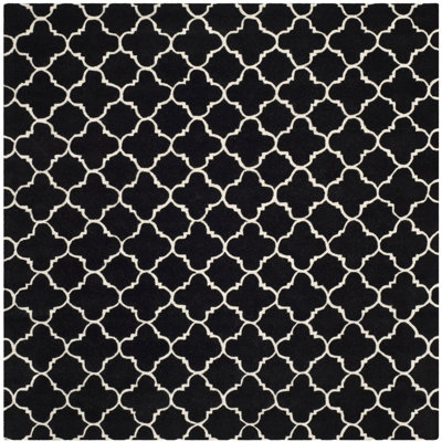 Carolene Geometric Handmade Tufted Wool Black/Ivory Area Rug