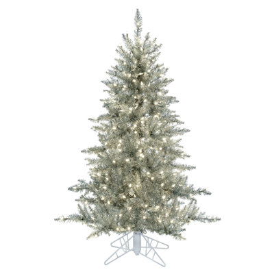 Silver 6.5' Pre-Lit Fir Christmas Tree