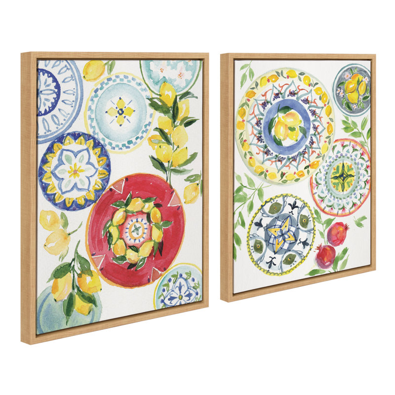 «Positano Inspired by Patricia Shaw», ensemble d'art mural sur toile encadrée
