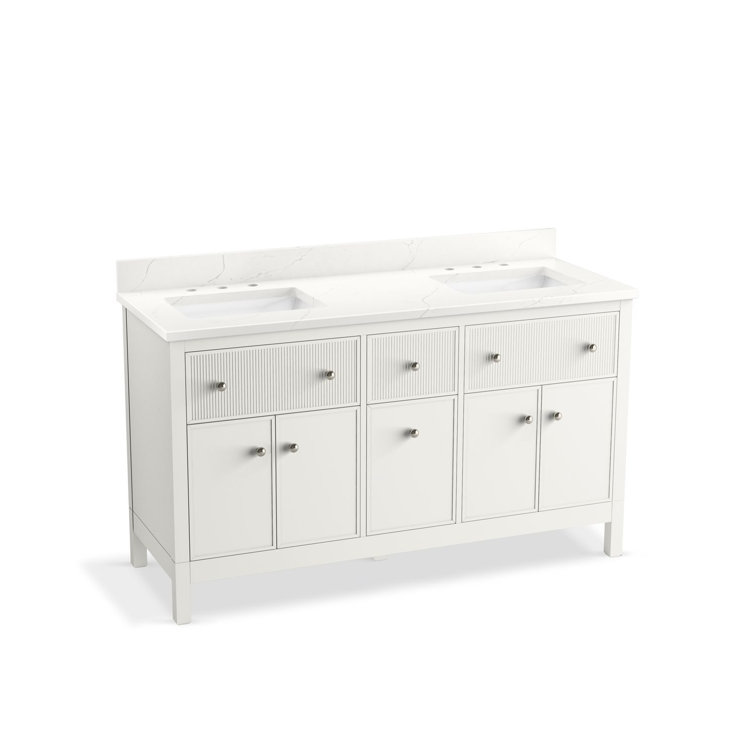 Malin By Studio McGee 60 in. Bathroom Vanity Cabinet With Sinks And Quartz Top