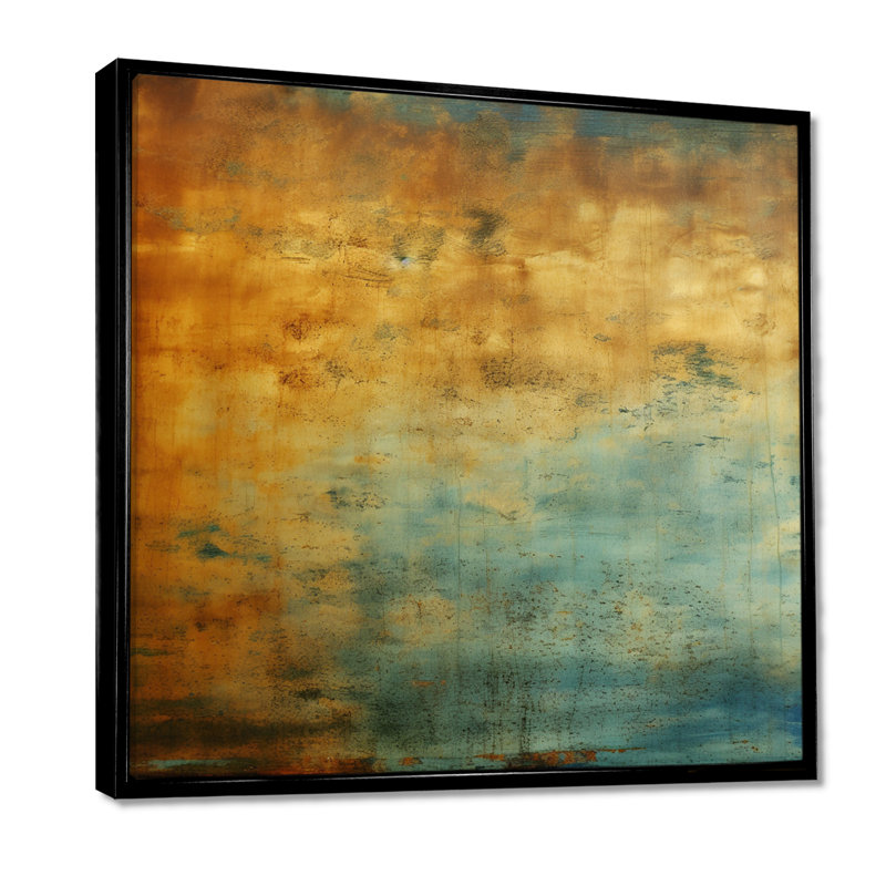 «Ocean View Grunge Texture», art mural abstrait, Toile avec cadre flottant noir, H 16 po x l 16 po x P 1 po