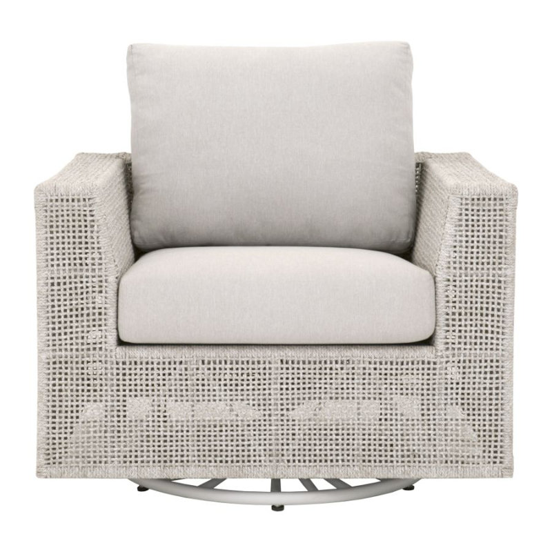 Gray Rope Frame Outdoor Swivel Rocker Chair with Cushions