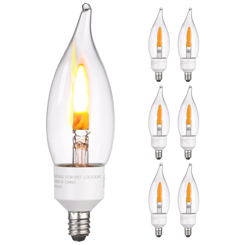 Ampoules Ca11 à culot E12, ampoules DEL clignotantes de 1 W, 2 modes, bougies pour lustre, homologué UL, jaune chaud 1800 K