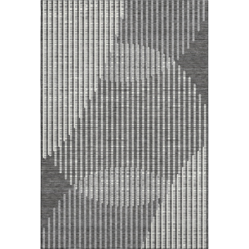 Premium Machine Washable Corum AMF1001 Circles Rug, Rectangle 5' x 7'6"