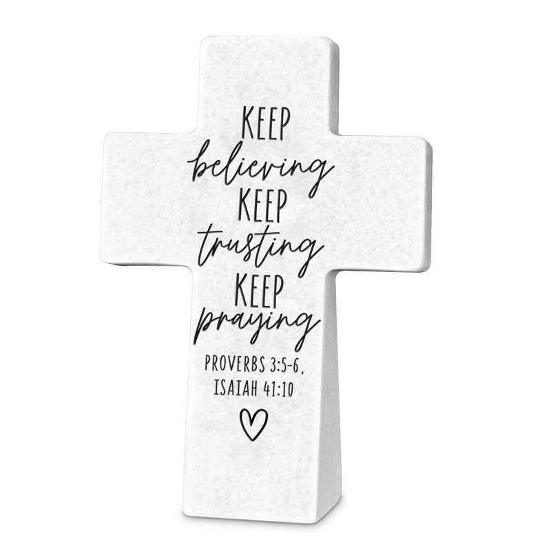 Croix de table «Keep Believing Trusting»