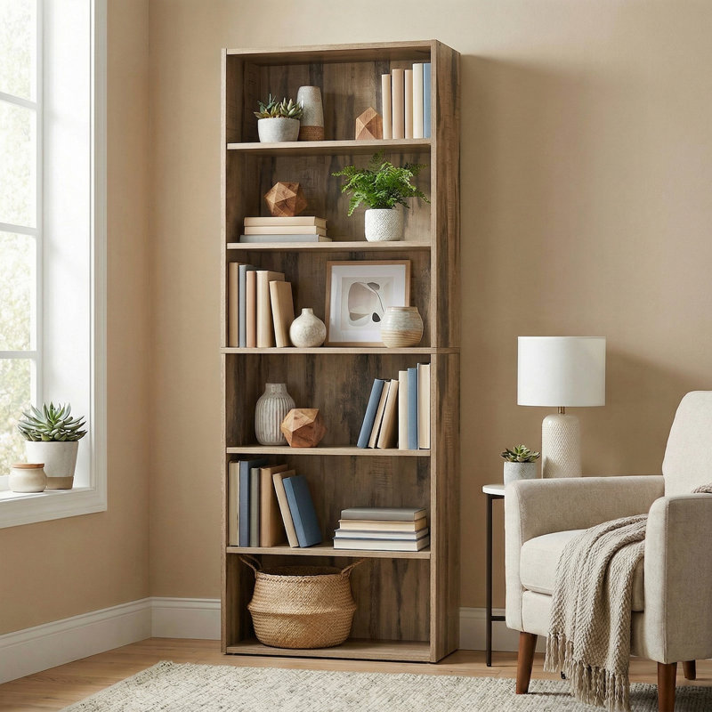 Sylvan 6 Tier 63" H x 24" W Standard Bookcase, Brun chameau